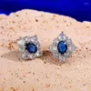 Boucles d'oreilles CAOSHI fantaisie dame brillant bleu cristal accessoires pour femmes tempérament de luxe femme bijoux de fête de mariage