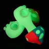 Wholesale cute Luminous mushroom silicone tobacco smoking pipe Grow in Dark hand spoon water pipes ZZ