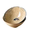Vaisselle à motif en relief japonais, chapeau en bambou commercial, bol en céramique, grande soupe de nouilles de riz Ramen pour la maison