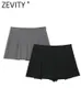 Women's Shorts ZEVITY Women High Waist Wide Pleats Design Slim Skirts Female Side Zipper Culottes Chic Pantalone Cortos P2576 230413