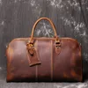 Duffel Bags Men Leather Travel Bag äkta topplager Kohude Travel Duffle Fashion Weekend för manlig stor kapacitet