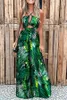 Damesbroek 2023 Zomer mode-fabriek gedrukt strandjumpsuit sexy groen nylon brede poten boho baggy broek spodnie damskie 24838