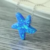 Pendants ZS 1PC Opal Stone Necklace Dolphin Heart Star Pendant 925 Sliver Chain Collar Pink Blue Red Letter