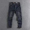 Jeans da uomo Pantaloni stile americano con lavaggio pesante, stivali appesi, vecchi jeans da uomo stereo slim affusolati alla moda 231113