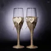 Bicchieri da vino Set da 2 pezzi Bicchiere da sposa Bicchiere da champagne personalizzato Flauti da tostatura Tazza rustica in pizzo di tela