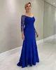 Aso 2023 Nov Ebi Arabic Royal Blue Mermaid The Bride Dresses Beaded Lace Evening Prom Formal Party Birthday Celebrity Mother Of Groom Gowns Dress Zjt018