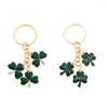 Keychains Creative Clover Four-Leaf Metal Key Key Chain Bag Ornaments Women's Car Pendant Holiday Gifts.