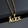 Pendant Necklaces Custom Name Necklace Jewelry Stainless Steel Personalized Crown For Women Men Collars Thick Chain Gifts 231113