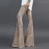 سروال نسائي خمر نادي Flare Spring Women Elegant High Weist Streetwear Blansers Summer Fashion Fashion equins