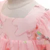 女の子のドレス韓国スタイルの刺繍ドラゴンフライプリンセスシルクドレスキッズチュチュ幼児の女の子の花パーティーの服