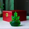 Dekoratif figürinler 10cm yeşil renk Tara Guanyin Buddha heykel reçine süpürme iblis lotus taban maskotu ev koyma dekorasyon