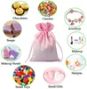 Takı Torbaları Sheepsew 30 Paket 5 x 7 inç Pembe Saten Hediye Çantaları Drawstring Pouch Düğün Bebek Duş İpek