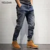 Herenbroek hiphop harem jeans broek mannen los joggers denim casual zweetbroek Korea enkel lengte broek streetwear mannelijke kleding 230414