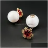 Stud Pendiente coreano Lady Elegant Red Snowflake 925 Sterling Sier Ear Pin Ball Pendientes de flores para mujeres Joyería de entrega de gota Dhgarden Dhcpi