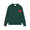 Amis erkek hırka paris moda tasarımcısı amistned sweater hoodie işlemeli kırmızı kalp düz renk yuvarlak boyun uzun kollu gömlekler jumper erkekler kadınlar çeken knv8