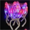Favor de festas LED LED Luminous lantejão de lantejoulas de coelho piscando coelho -maca de cabeleir