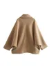 Mulheres misturas de lã TRAF casaco de lã curto para mulheres único breasted camelo cor casaco feminino manga longa jaqueta quente feminino outono casacos de escritório 231114