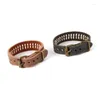 Link pulseiras trançado pulseira moda larga vintage banda de pulso falso couro masculino pulseiras botão punho masculino jóias presentes