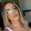 نظارة شمسية كبيرة الحجم Y2K مصمم العلامة التجارية Rimless Rhinestone نظارة شمسية النساء الأزياء نظارات الشمس Crystal قطعة واحدة للسيدات إطار كبير