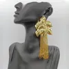 Boucles d'oreilles pendantes à grande fleur, bijoux en forme de goutte, couleur or, style bohème, pompon en cuivre, longue suspension pour fête de mariage africaine