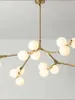 LED nordique Branches d'arbre lustres boules de verre plafond suspendus lumières salon salle à manger chambre décor Luminaire noir or