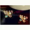 Stud Pearl Butterfly Earrings Hollow Rhinestone Ear Gold Crystal For Women Earring Jewelry Drop Delivery Dhgarden Dhjm2