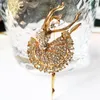 Brooches Pins Blucome Ballerina Beautiful Ballet Girl Brass Shiny Full Rhinestone Gold Color Hijab Accessories Graceful Dancer