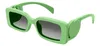 Lyxiga klassiska rektangel fyrkantiga solglasögon för kvinnor vackra designersolglasögon Biggie solglasögon lyxmode damglasögon hiphop glasögon gröna
