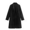 Womens Wool Blends Unizera Autumnwinter Wear Fashionable Style Mid Length Polo Collar Long Sleeve Open Front Coat 231114