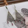 Dangle Küpeler Fnj Tassel 925 Silver Pure Orijinal S925 Sterling Damla Küpe Kadın Mücevherleri Kırmızı Zirkon Marcasite