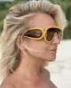 Модные дизайнерские солнцезащитные очки Wave Mask Очки 40108 Мужские и женские поляризованные большие оправы из ацетатного волокна в стиле хип-хоп Роскошные классические солнцезащитные очки с защитой UV400