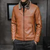 2024New Thick Leather Winter Autumn Mens Jacket Fashion Faux Fur Collar Windproof Warm Coat Male Brand Clothing MY156