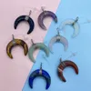 Pendant Necklaces Classic Moon Shape Natural Stone Amethyst Green Aventurine Red Agate Cow Horn Shaped Wire For Charming Ladie DIY Jewelry