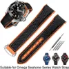 Armband für Omega 300 SEAMASTER 600 PLANET OCEAN Faltschließe Silikon Nylonband Zubehör Uhrenarmband Chain2347