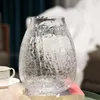 Vasen Leichte Luxus-Vase aus dickem gesprungenem Glas, extra große Glasur, Eisblume, Wohnzimmer, High-End-Dekoration für Zuhause