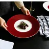 Teller 12 Zoll große runde Platte Haushalt westliche Gerichte japanische kreative Kunst Nordic Steak El Keramik Geschirr liefert