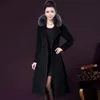 Wełniane mieszanki damskiej dwustronne płaszcz kaszmiru jesienne Zimowe kobiety w średnim wieku Faux Fox Futro Wool Coats Long Jackets 231113