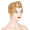 Muslimische Frauen Turban Solide Falten Hut Krebs Chemo Mützen Caps Headwear Headwrap Plated Haarschmuck
