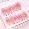 False Nails Handwork Press on Nails Set Fake Nail with Glue Gel Extension Forms Flower Paste for Women Wearable Artificial Reusable Nail art Q231114