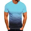 メンズ Tシャツメンズスリムカジュアルフィットグラデーションカラー半袖シャツ夏のファッションスポーツジム男性フィットネス呼吸 Tシャツトップス 2023