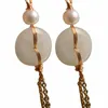 Kolczyki Dangle Piękne naturalne białe świeżej woda Pearl Gold 14K Gift Classic Party Ear Stud Stud