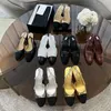 Elbise ayakkabıları Slingback pompaları% 100 gerçek deri blok topuk topuk kadın loafers tuval tüvit deri pompalar tasarımcı lüks eu34-43 kadın yaz keçi grograin