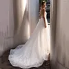 Partykleider Prinzessin Romantisches Brautkleid Ärmellos Applikationen Zurück Reißverschluss Hochzeit 2023 3D Blumen Zug Vestido De Novia