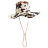 Berets Cow Print Cowboy Hat for Western Theme Wild West Party Supplies Halloween Costume Dress-Up Cowgirl Cap Woman