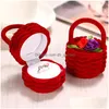 Smyckeslådor Kvinnor Box Rose Flower Borge Design Finger Ring Earring Display Storage Case Decoration Organisera Drop Dhgarden Dhtmu