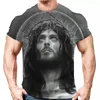 Herr t-skjortor vintage Jesus Kristus trycker ut mäns t-shirts sommar mode casual short hylsa cool skjorta harajuku överdimensionerade toppar man