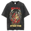 Herren T-Shirts Vintage Washed T-Shirts Attack On Titan Anime T-Shirt Harajuku Oversize T-Shirt Baumwolle Mode Streetwear Unisex-Oberteil 230414