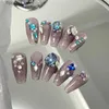 Kunstnagels Handgemaakte luxe glitterstrass Druk op nagels Y2K Bling Nepnagel met lijm Lange doodskist Stiletto Kunstnagels Tips Cadeau Q231114