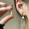 Orecchini a bottone HUANQI metallo spazzolato goccia d'acqua per donne ragazze regalo di gioielli di moda coreani staccabili in colore oro a contrasto argento