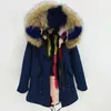 Womens Fur Faux Waterproof Parka Winter Jacket Kvinnor Real Coat Natural Collar Hood Rabbit Finer Long Outerwear Streetwear 231113